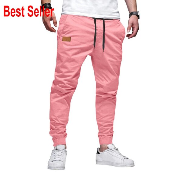 Men's Casual Joggers Tapered Fit Twill Cargo Pants Activewear Sweatpants